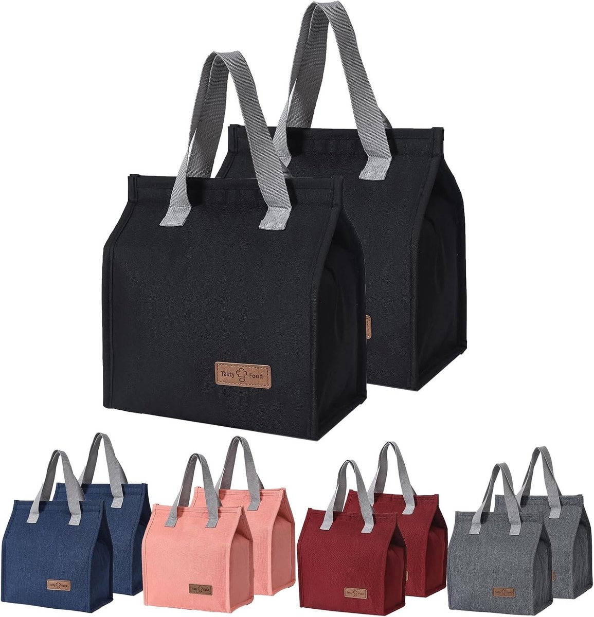 2 Stuks Isolerende Koeltas voor Lunch - Draagbare Waterdichte Tas voor Werk, School en Picknick - Zwart en Praktisch