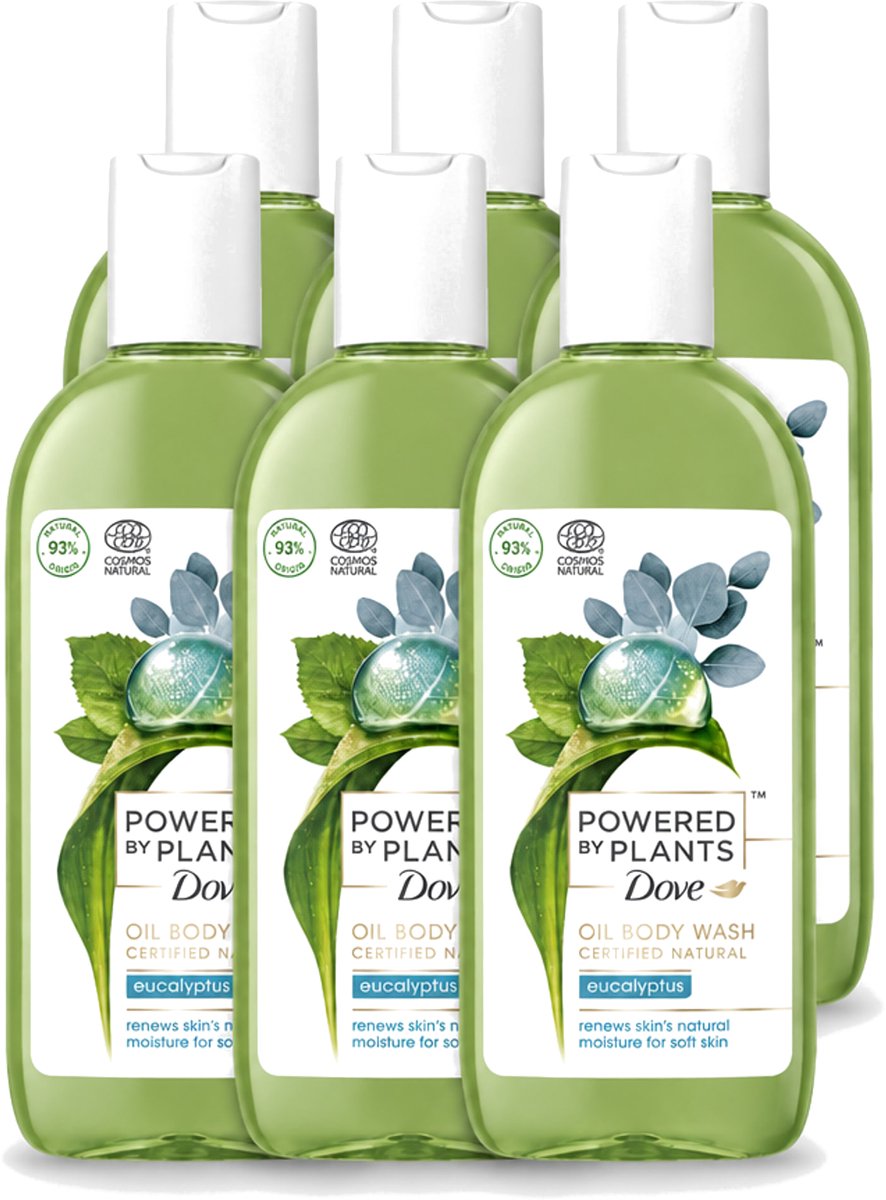 6 x Dove Powered by Plants - Oil Body Wash - Eucalyptus - 250 ml - Voordeelverpakking - 6 stuks
