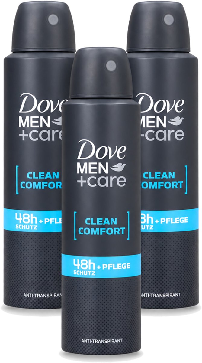 3 x Dove Men+Care - Clean Comfort - Deospray - Anti-Transpirant - 150 ml - Voordeelverpakking - 3 stuks
