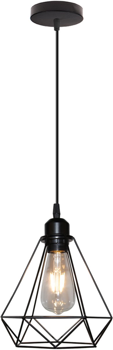 Hanglamp Cage Metalen Lampenkap Plafondlamp Vintage E27 voor Keuken Woonkamer Slaapkamer Zwart