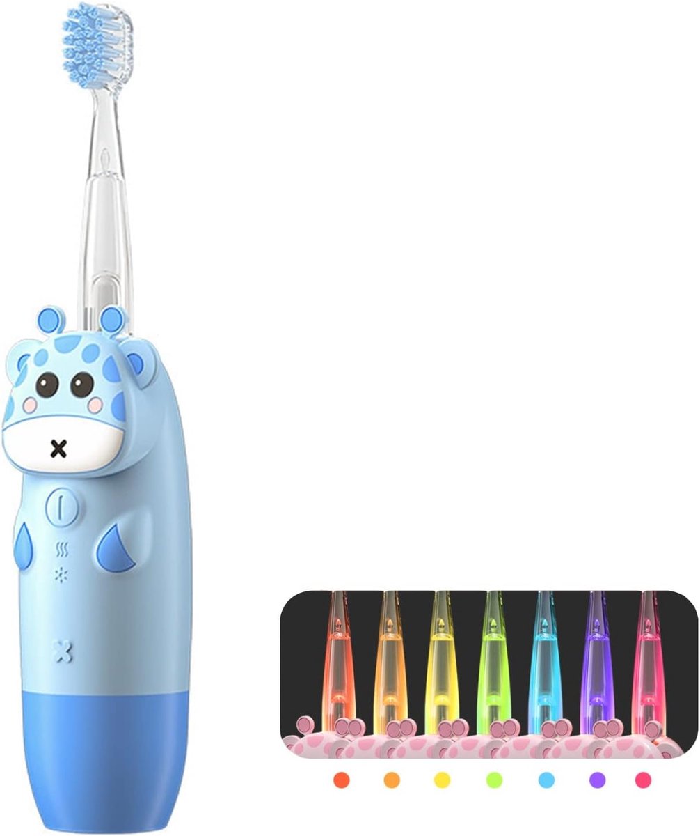 Rayofi Elektrische Kindertandenborstel – Sonisch - met drie snelheden – Geschikt voor kinderen vanaf 3 jaar – Met Timer – Oplaadbaar – Extra Zachte Borstel – 5 Opzetborstels – Blauw