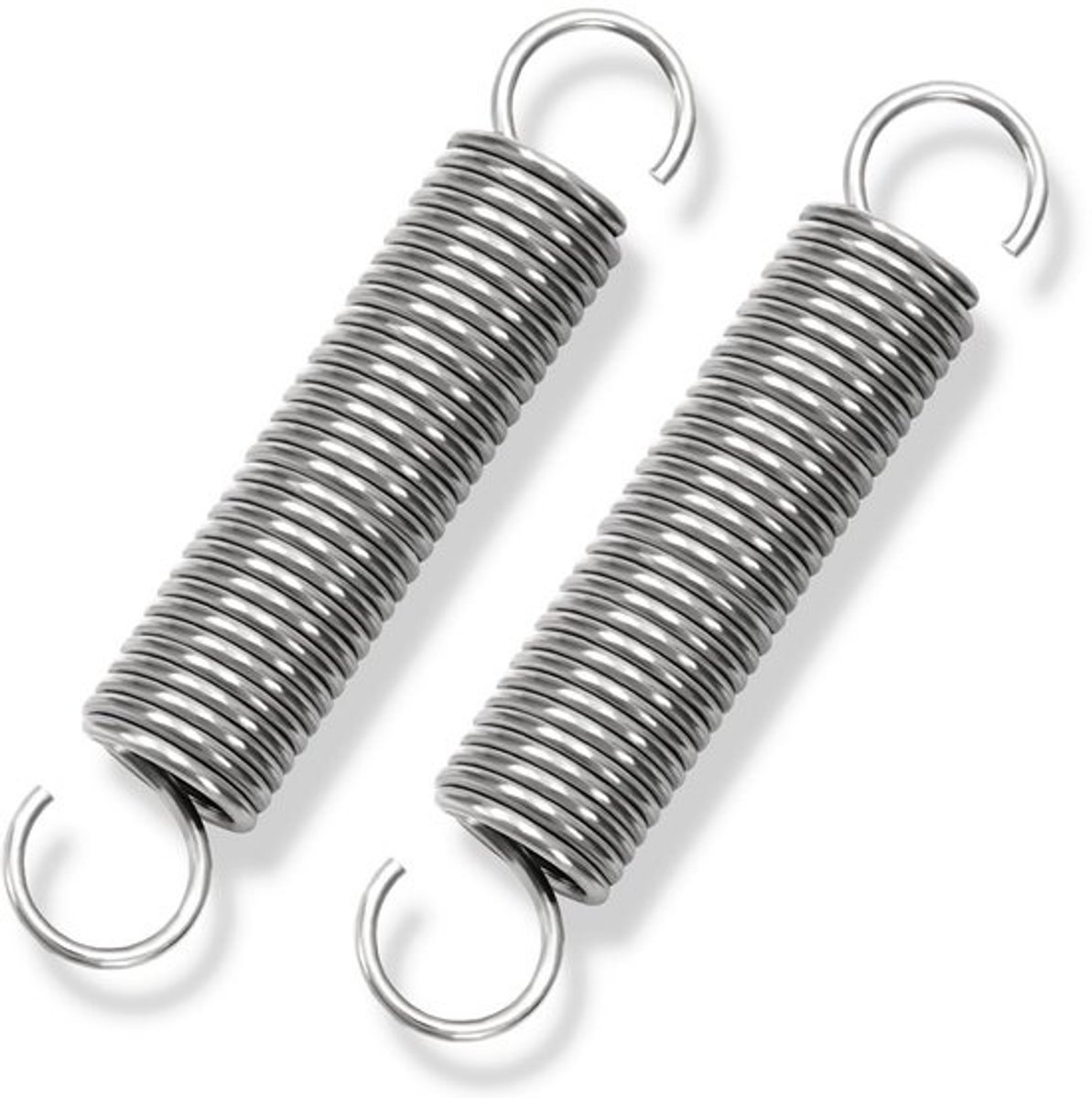 Set van 2 trekveren - roestvrij staal - met haken, 90 mm lang, 16 mm buitendiameter