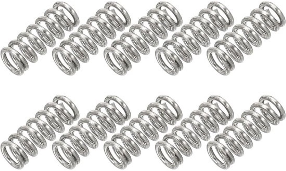 Set van 10 RVS-verlengveren - 1mm draaddiameter - Voor reparatie en hobby