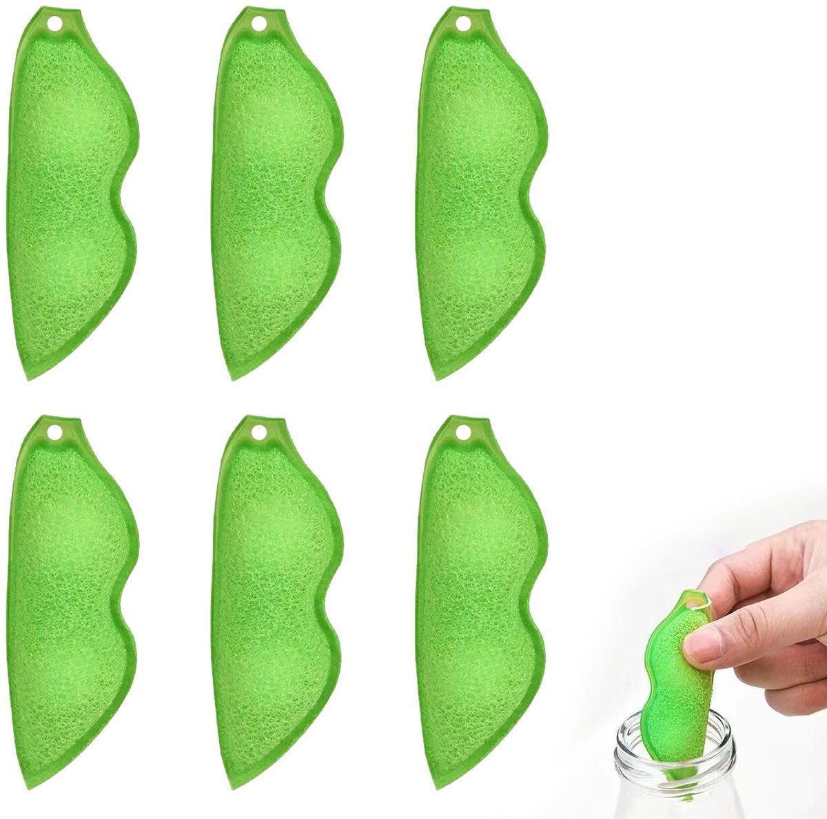 Flessenreiniger 6 stuks - bonenflesreinigingsspons - keukensponzen in erwtenvorm - voor het reinigen van flessen - ShopVlot