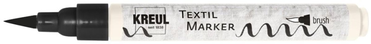 KREUL textielstift met penseel, zwart, waterbasis