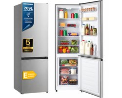 Heinner HC-HS269SE++ Koel-vriescombinatie 269 L – Mechanische Bediening – LED-verlichting – Omkeerbare Deur – Zilver – 5 Jaar Garantie