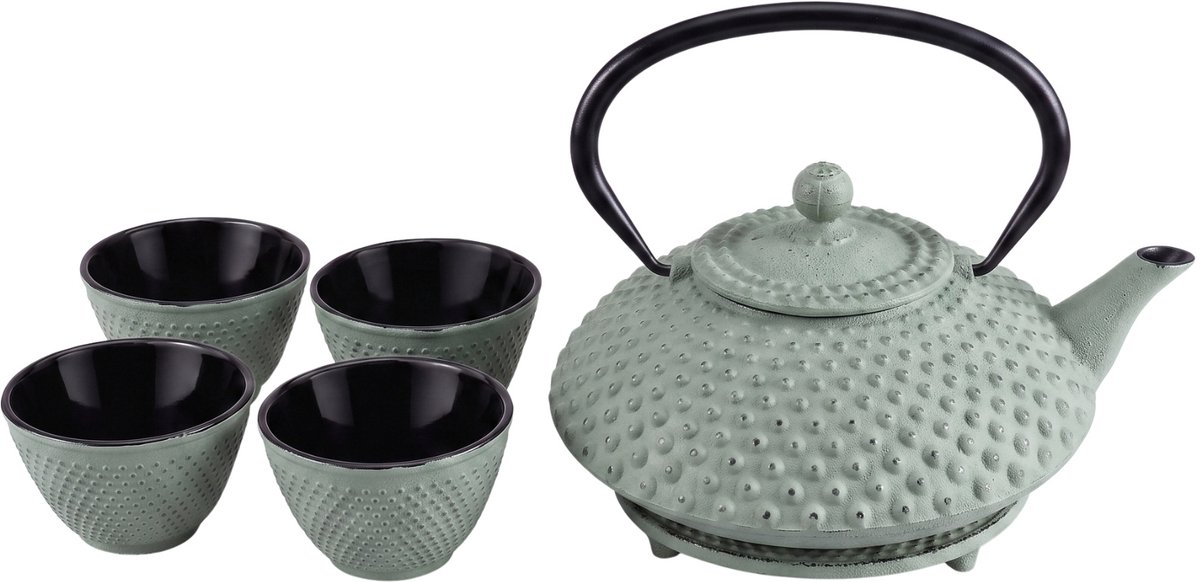 Gietijzeren theepot met zeef, kopjes en onderzetter TSUKO, 1,25 l