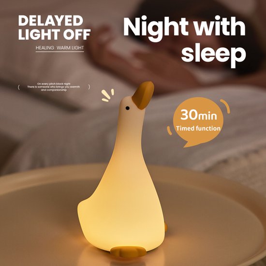Nachtlampje kinderen – dimbaar nachtlampje, LED nachtlampje in de vorm van een schattige eend, omhoogkijkend ontwerp, zacht licht – voor babykamer en slaapkamer — afbeelding 2