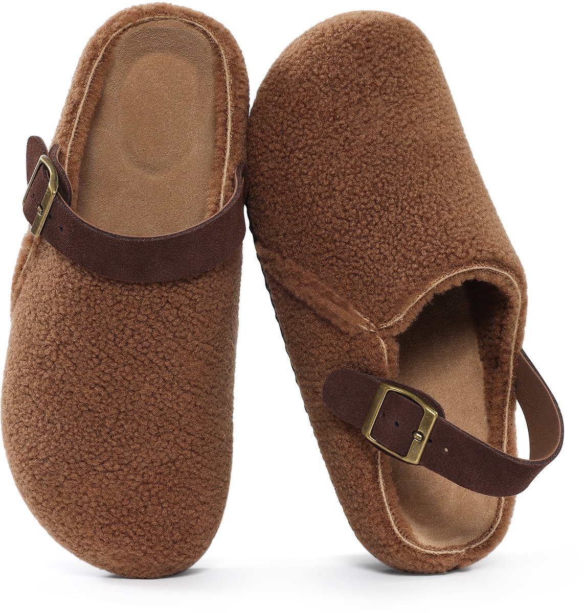 Homaxy - Unisex Clogs - Warme Dames Winter Pantoffels - Comfort Slippers - Met hielbandje - Bruin - 40 - Geschikt voor een voetlengte van 24.8cm