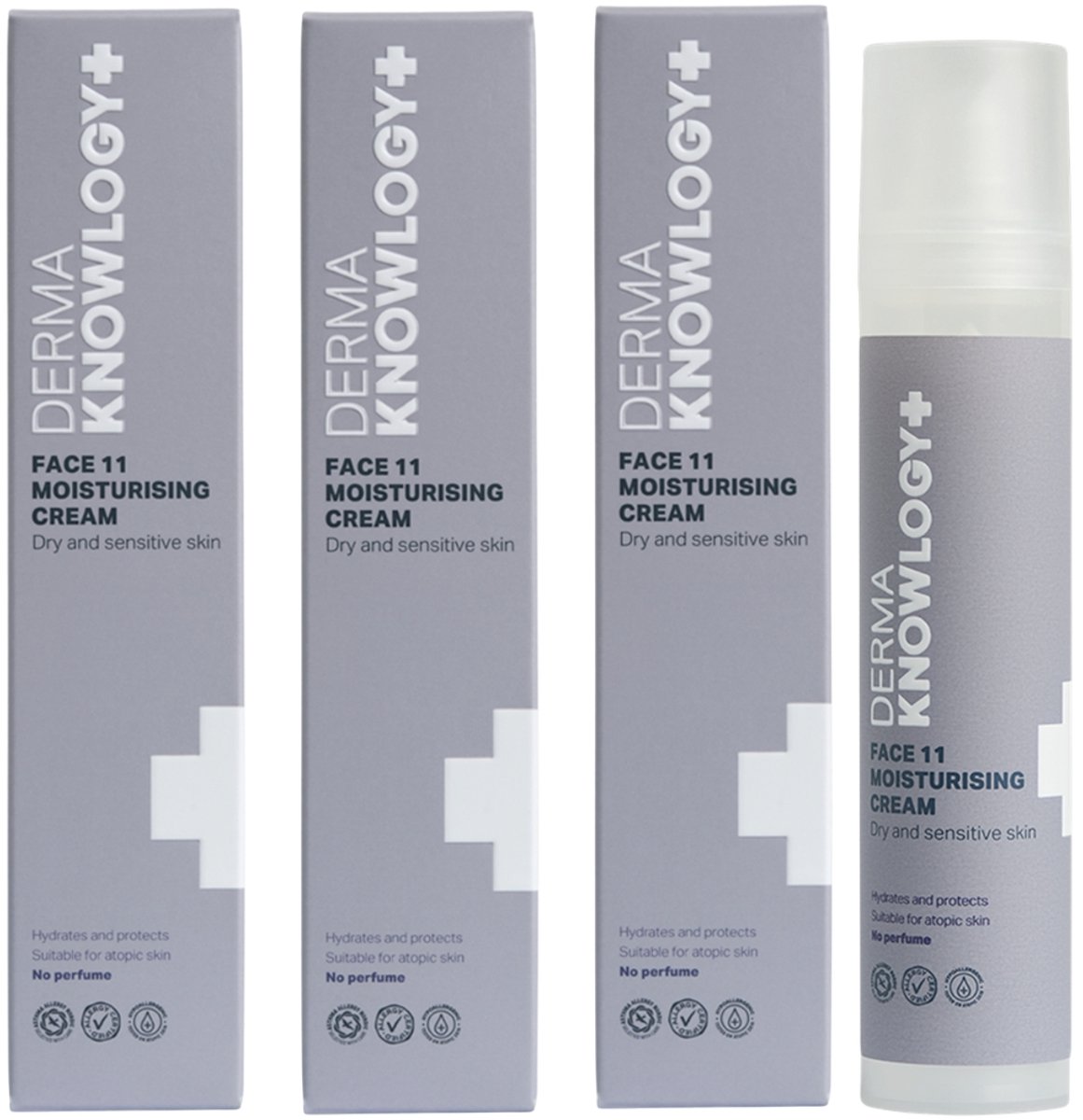 DermaKnowlogy - FACE 11 Hydraterende Gezichtscrème - 3 x 50 ml - voor de Droge en Gevoelige Huid - Parfumvrij - AllergyCertified