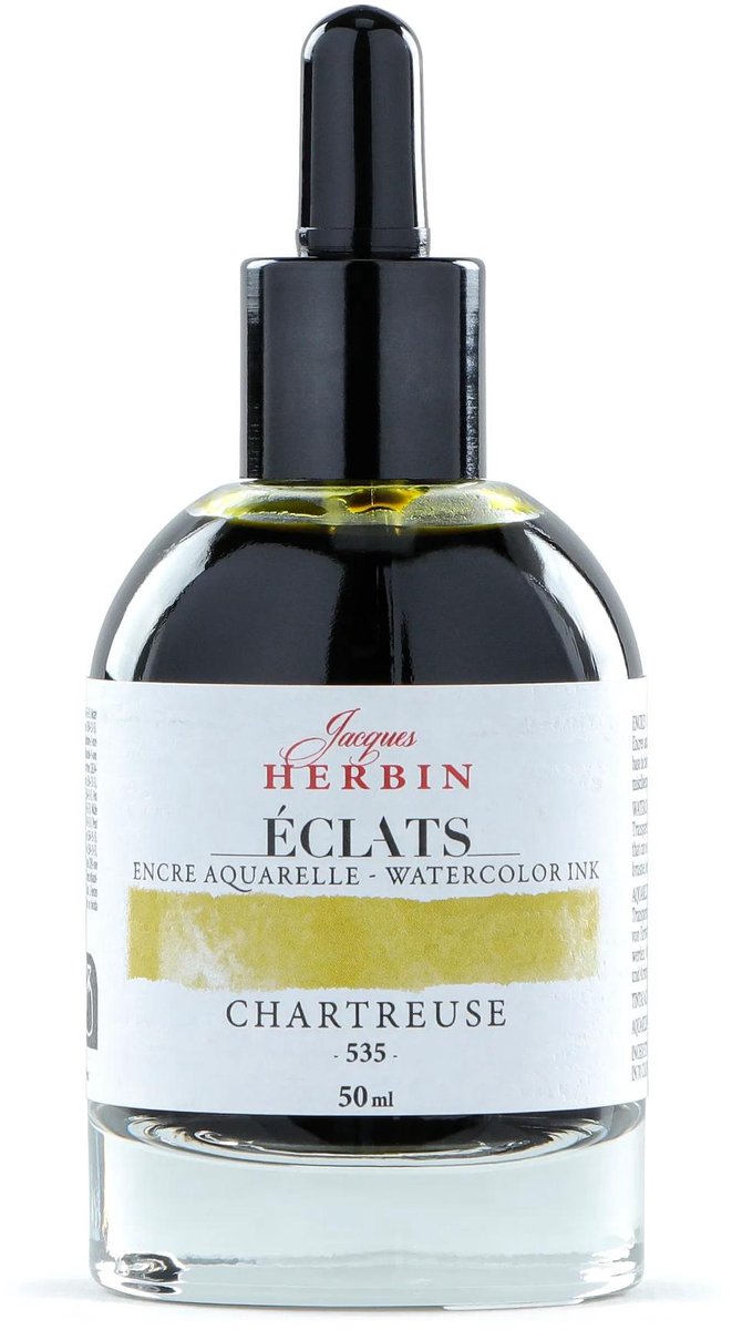 Jacques Herbin Éclats – Aquarel Inkt – Vloeibare Aquarelverf – Chartreuse Geel – 535 – 50 ml