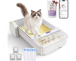 UBPET Robotail C32 XXL elektrische kattenbak – Lekvrij ontwerp, automatisch reinigingssysteem, inclusief geurverwijderaar en kattenbakvulling – Geschikt voor katten met een gewicht van 1,5 tot 10 kg
