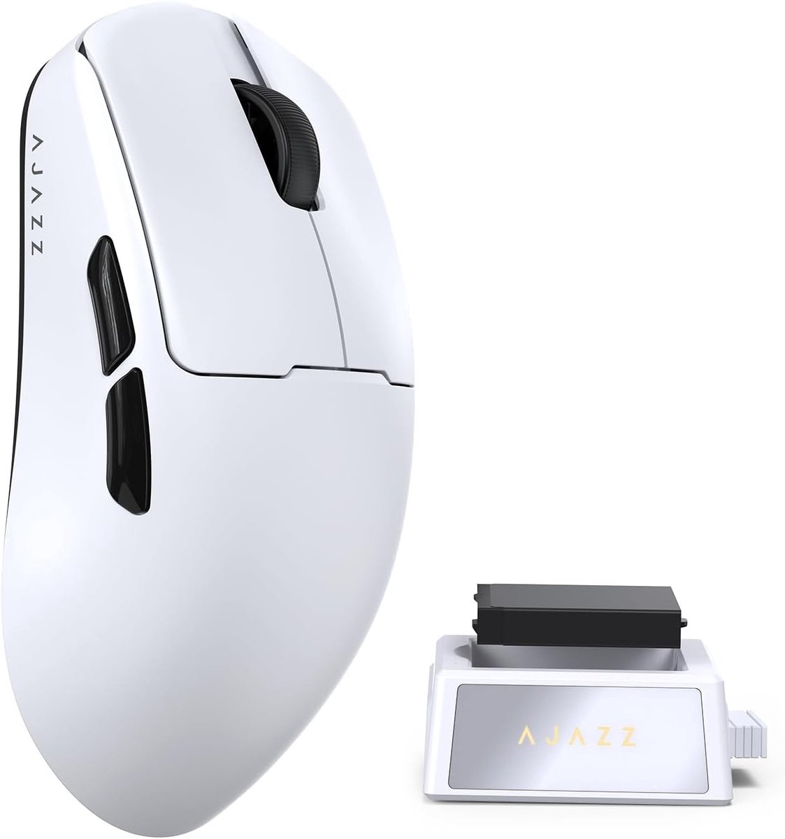 Ultralichte Draadloze Gamingmuis met Verwisselbare Batterij, 32000 DPI Sensor en Oplaadstation voor PC en Mac, Ideaal voor Gamers en Intensief Gebruik