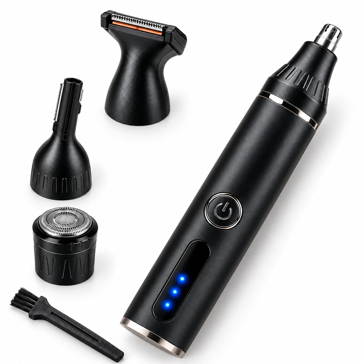 Cheqo® Neustrimmer 4-in-1 - Oortrimmer - Wenkbrauwtrimmer - Baardtrimmer - Neushaartrimmer - Trimmerset voor Heren - Scheerapparaat - Precisietrimmer - Oorhaartrimmer - Bakkebaardtrimmer - Multigroomer - Gezichtstrimmer - Cadeau voor Mannen