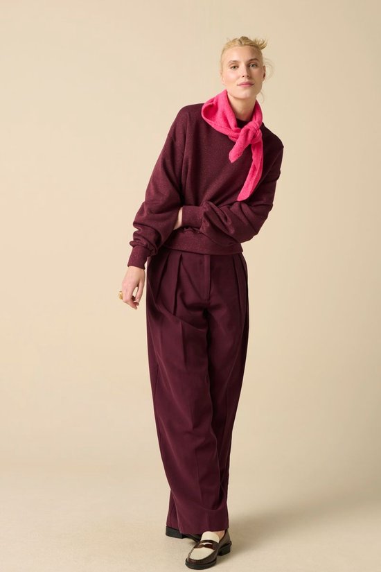 Donkerrode Oversized Sweater Met Lurex