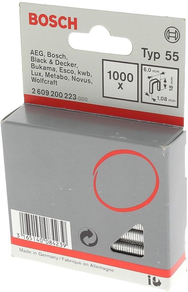 Nietjes van 18 x 6 mm - Type 55 - Voor het bevestigen van documenten - 1000 stuks - Standaardformaat