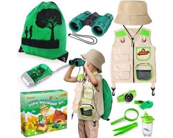 Kinderset Verkenner - Vest, hoed, verrekijker en rugzak - Voor insectenonderzoek
