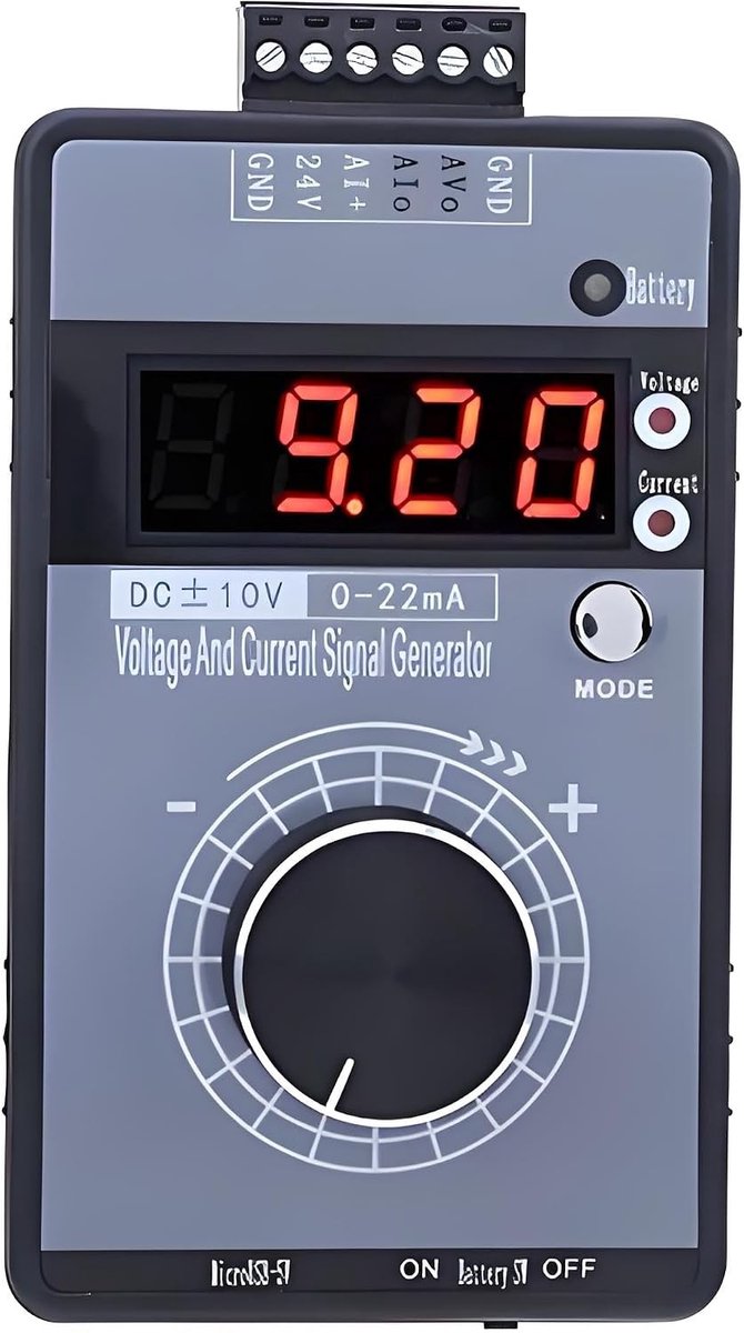 Digitale Signaalgenerator voor 0-10V en 0-22mA, Precisie Voltage en Stroom Simulator met Aansluitbare Terminals en Onafhankelijke Bedrading voor Nauwkeurige Aanpassingen