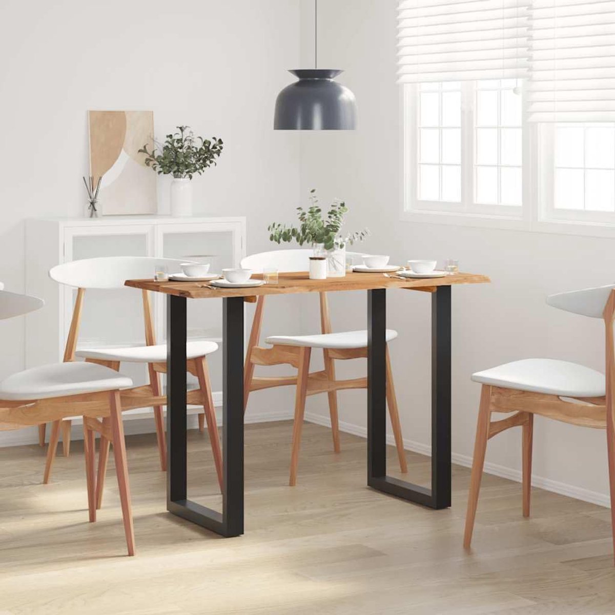 Acaciahout levendige vormen en randen zwart 110x50x76 cm