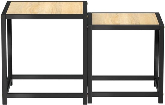 Bijzettafels in industriële stijl, 2 stuks, van MDF en gepoedercoat staal, veelzijdig te gebruiken als salontafel of opbergtafel, robuust tafelblad, onderhoudsvriendelijk met vochtig — afbeelding 4