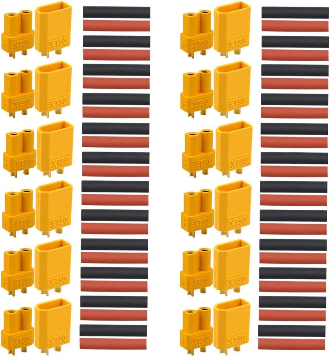 12 Pairs Premium XT-30 Male and Female Battery Sockets, High Current Gold Plug, Gold Socket Plug, Round Plug, Plug - ShopVlot