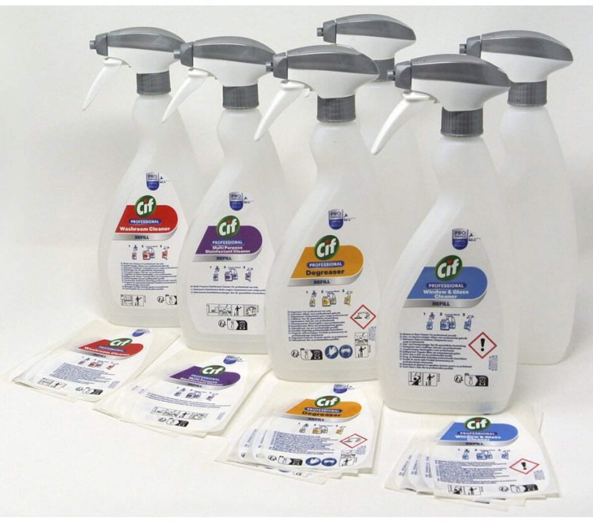 Cif Professional doseerflessenset, 6 lege sprayflessen, 750 ml