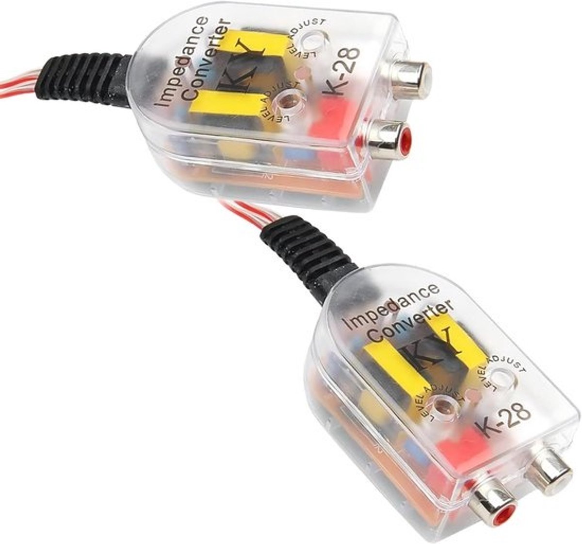 Audio-signaaladapter - Converterset - Van hoge naar lage audio - Efficiënte signaaloverdracht - Draagbaar formaat - Geel