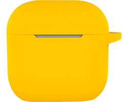 Hoesje - Geschikt voor Apple AirPods 5 - met Clip - Siliconen Hoes - Silicone Case Cover - Geel