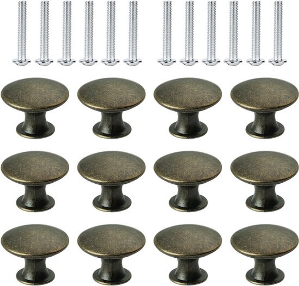 12 stuks keuken-kastknoppen 30 mm deurgrepen met paddenstoelvormige ladeknoppen en bronzen ronde trekhandvatten voor meubels en badkamerkasten
