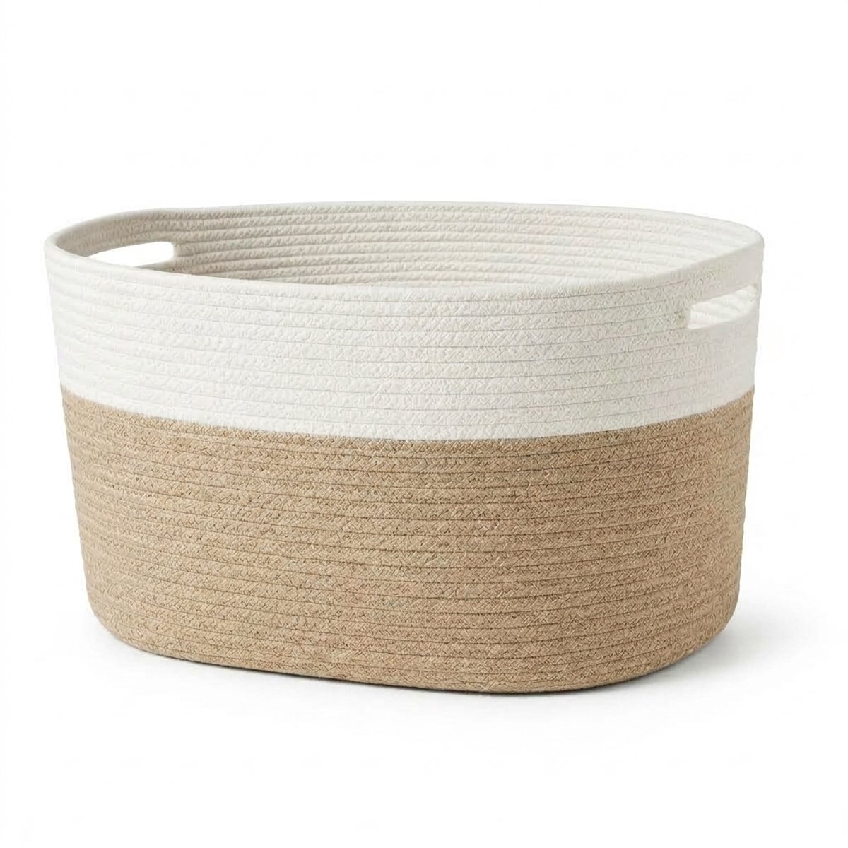 Gocolife - Wasmand 71L – Opvouwbaar – Beige/Wit – Katoen – XXL – Multifunctionele Opbergmand