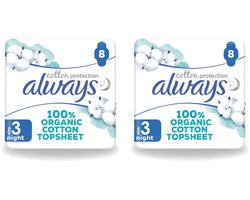 Always Maandverband Cotton Protection Night Wings Bio - 2 stuks