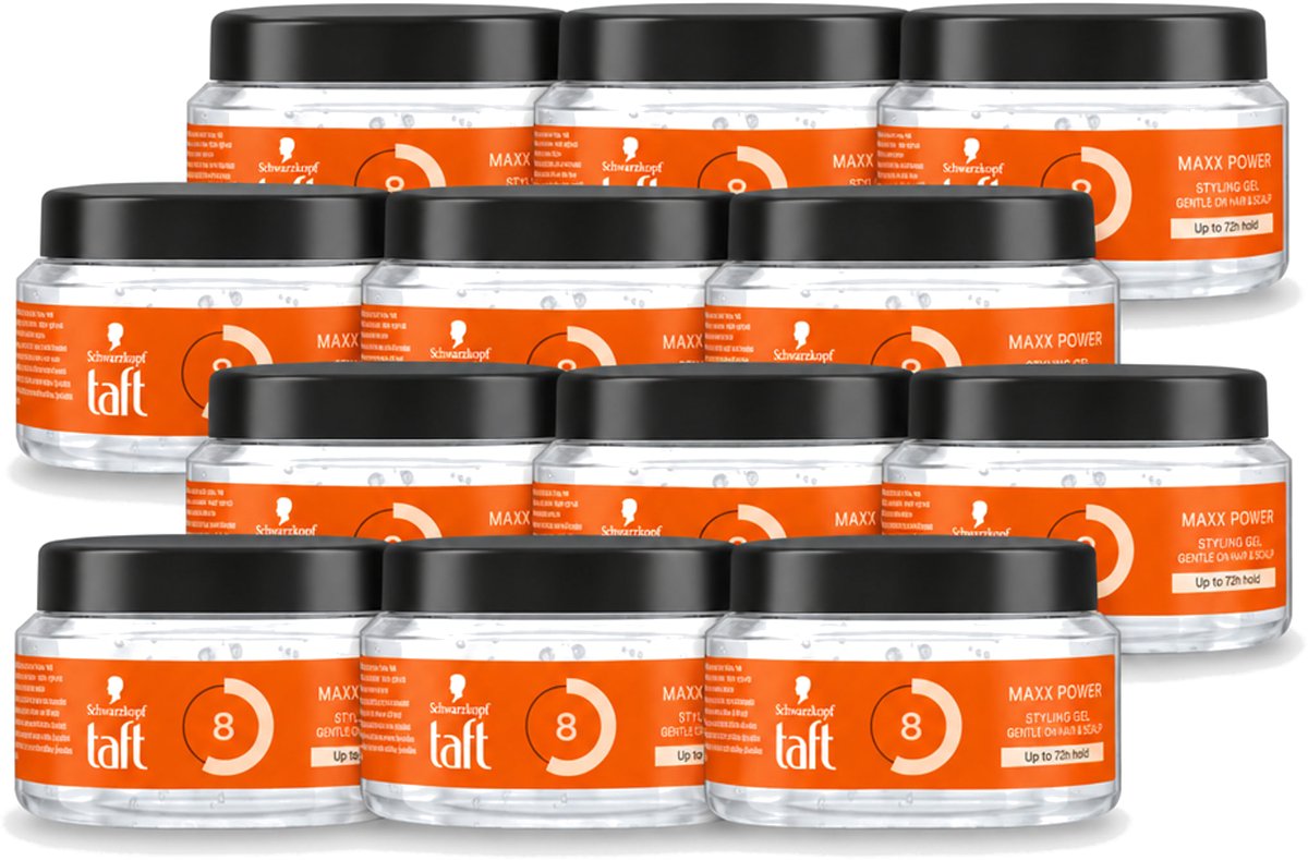 12 x Taft - Maxx Power 8 - Styling Gel - Maximale controle - 250 ml - Voordeelverpakking - 12 stuks