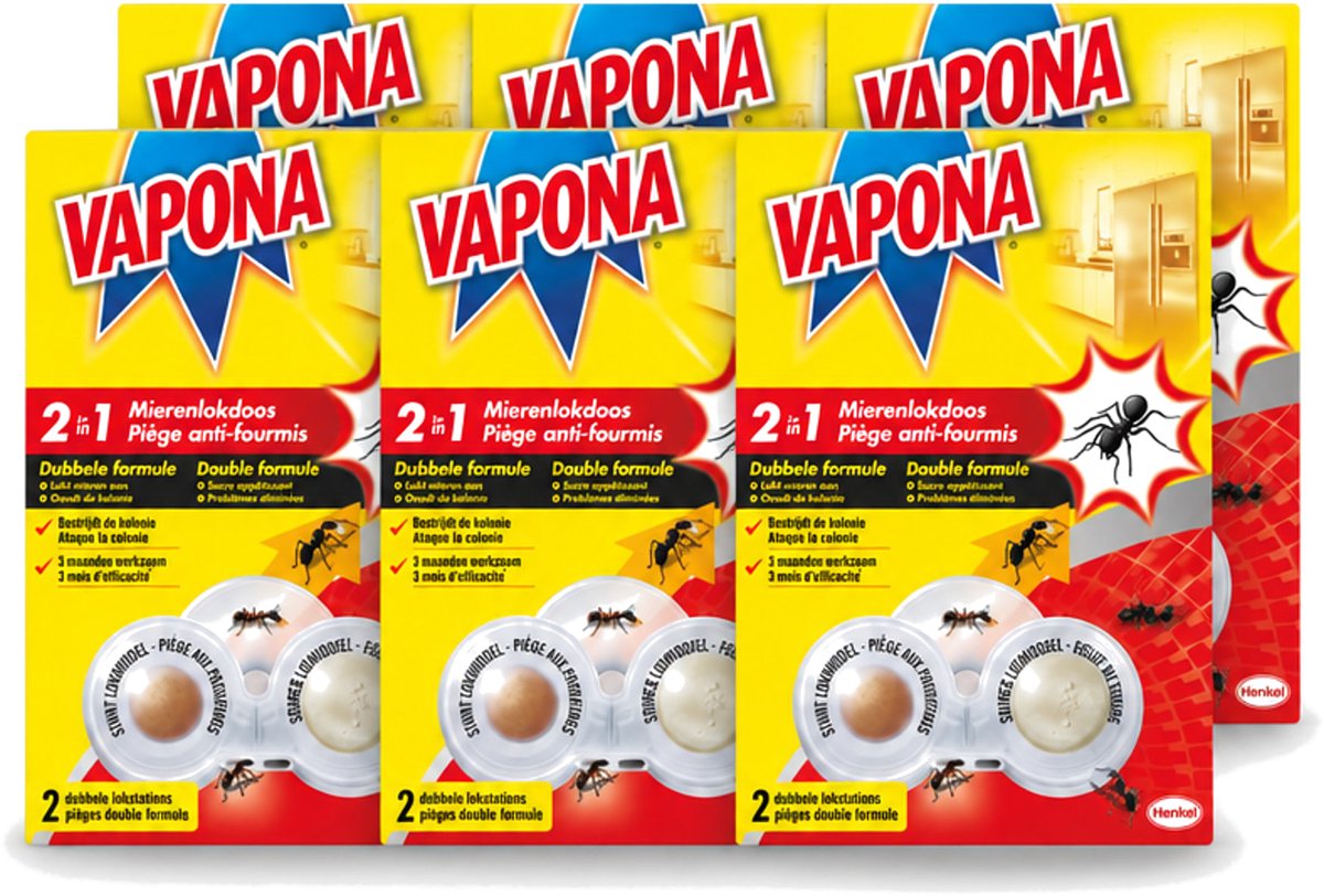 6 x Vapona – Mierenlokdoos – Dubbele Insectenval - Voordeelverpakking - 6 stuks