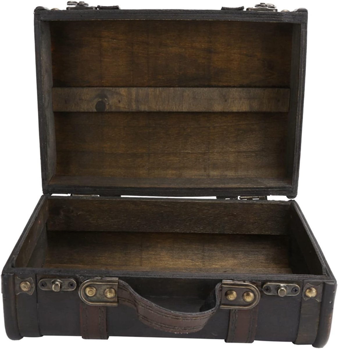 Grote Vintage Houten Koffer voor Decoratieve Opberging, Retro Stijl en Fotoprops, 24 x 17,2 x 12 cm, Uniek Design, Handgemaakt, Meerdere Kleuren