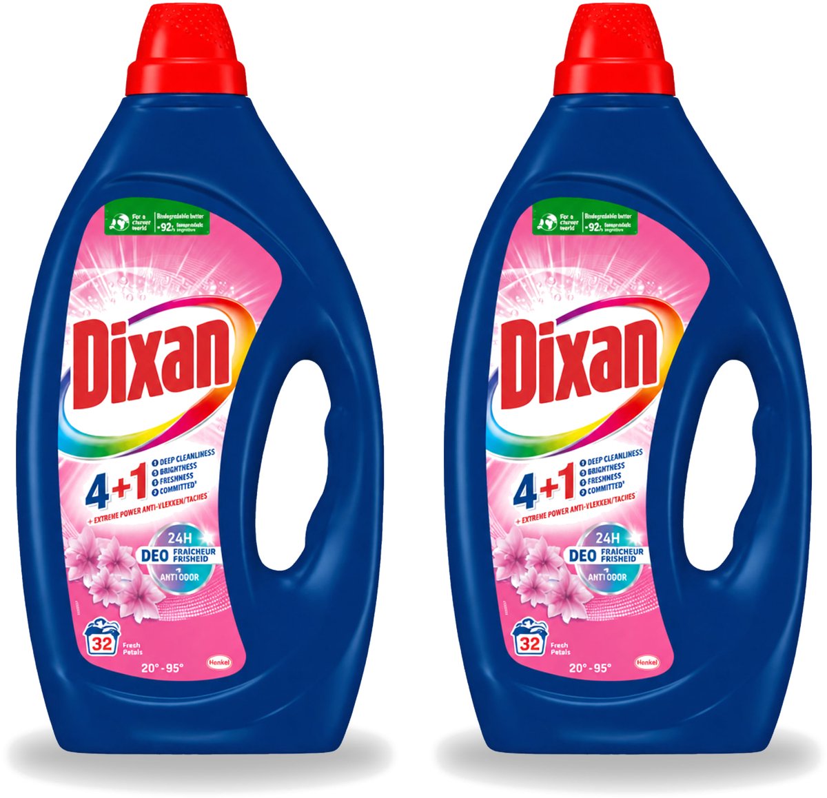 2 x Dixan - Vloeibaar wasmiddel - Fresh Pink - 32 wasbeurten - Voordeelverpakking - 2 stuks