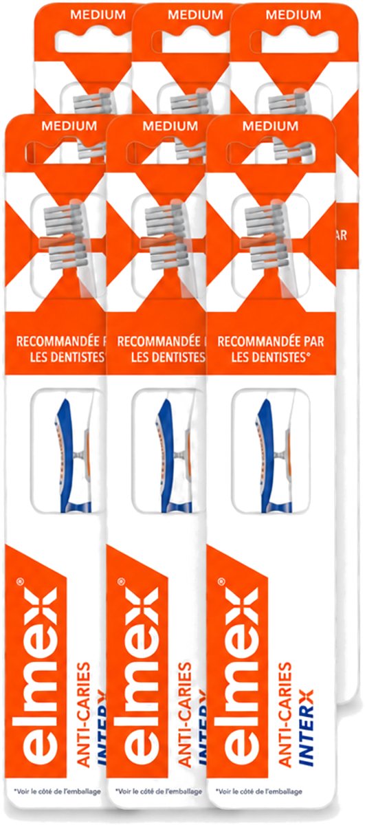 6 x Elmex – Tandenborstel – InterX Medium - Voordeelverpakking - 6 stuks
