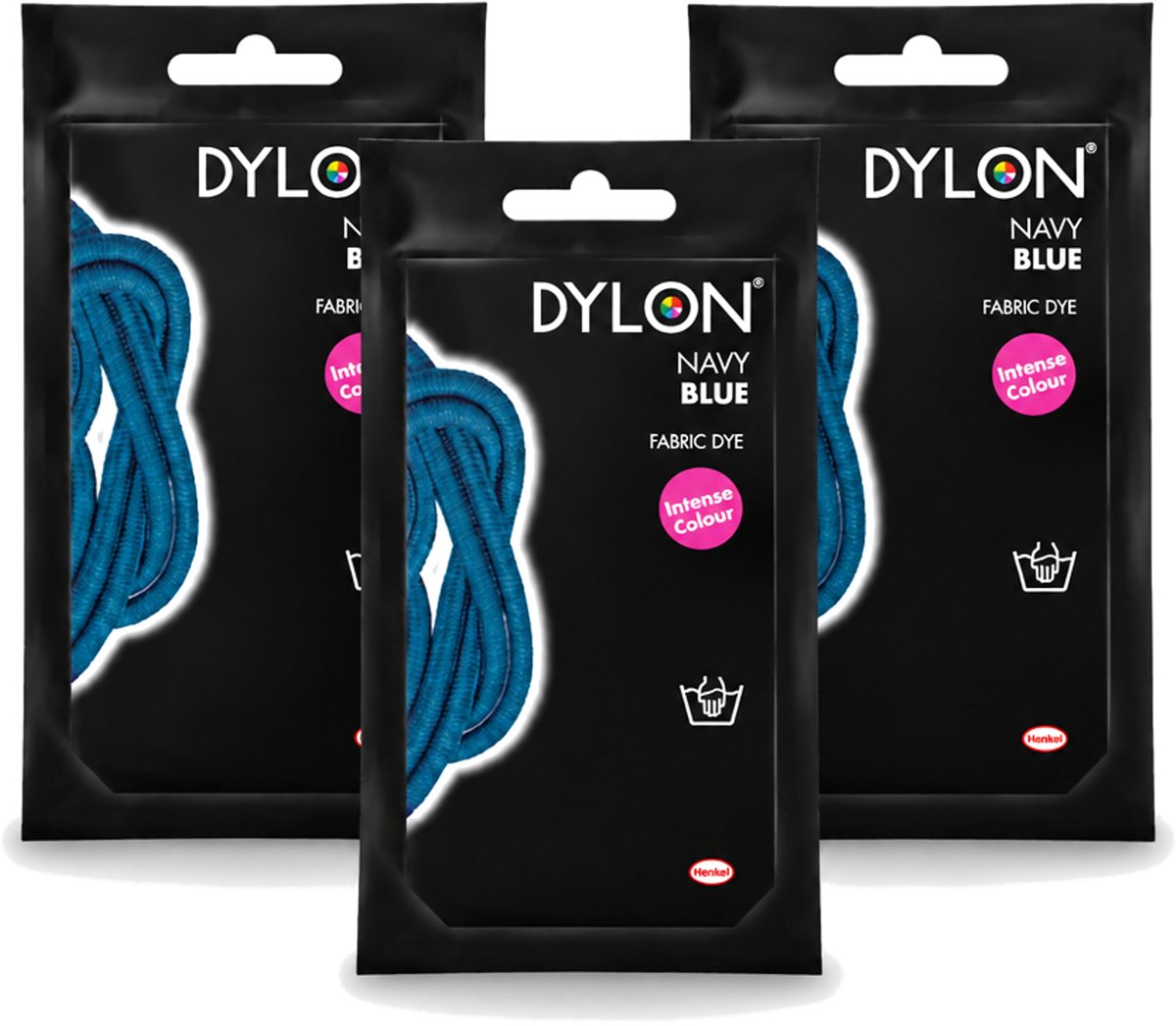3 x DYLON – Textielverf Handwas – Navy Blue – 50 g - Voordeelverpakking - 3 stuks