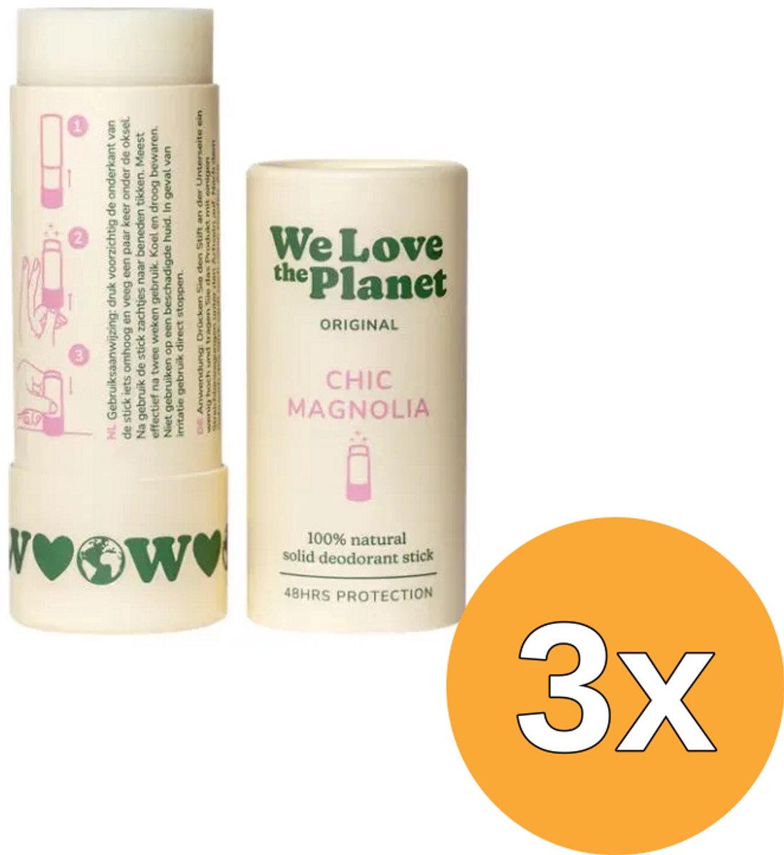 3x We Love The Planet Deodorant Stick - Chic Magnolia (40 gr)