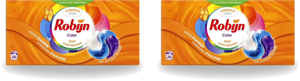 2 x Robijn – 3-in-1 Wascapsules – Color - 26 Capsules - Voordeelverpakking - 2 stuks