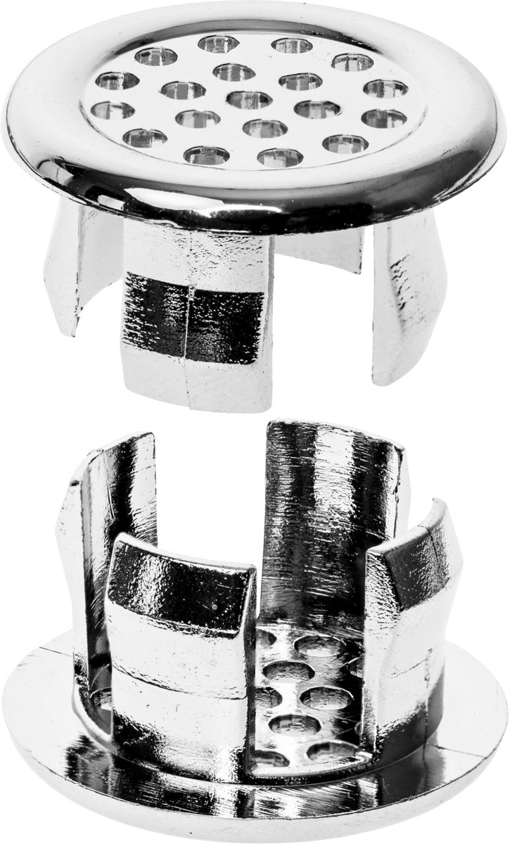 Chroom Wastafeloverloopafdekking, 2 Stuks, Design 4, Hoogglans, Voor Wastafel Gat Ø 22-25 mm, Ringen Vervanging - ShopVlot