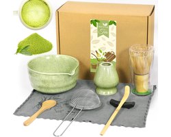 Matcha tea set, stirring set Hawksbill bowl matcha broom 6-piece set, teaspoon stand, teaspoon broom, matcha bowl - ShopVlot