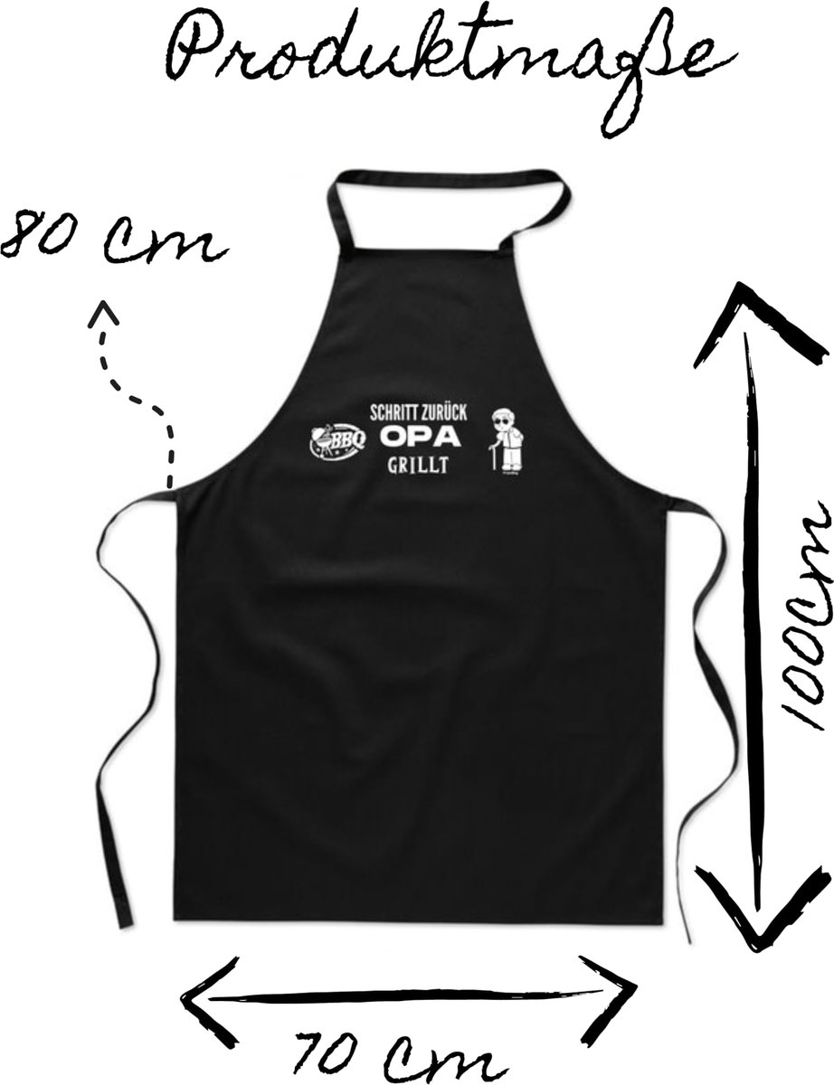 FremiBag Barbecueschort voor opa - katoenen schort - zwart/uniseks - cadeau voor opa - ShopVlot