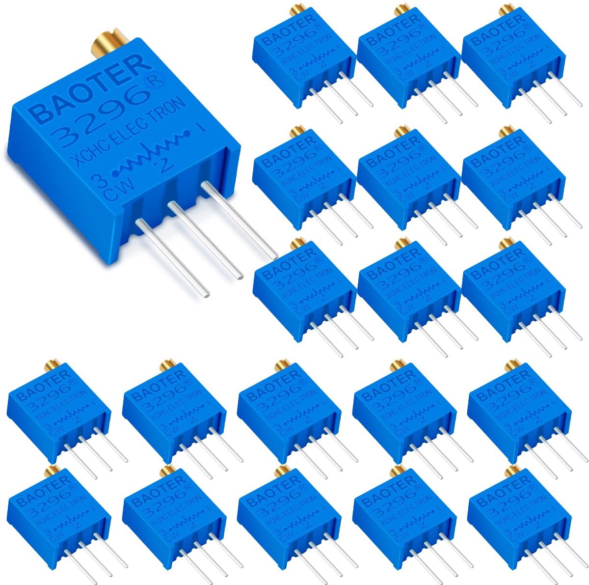 20pcs 20K Ohm Multiturn Trimmer Potentiometer Blue Adjustable Variable Resistance - ShopVlot