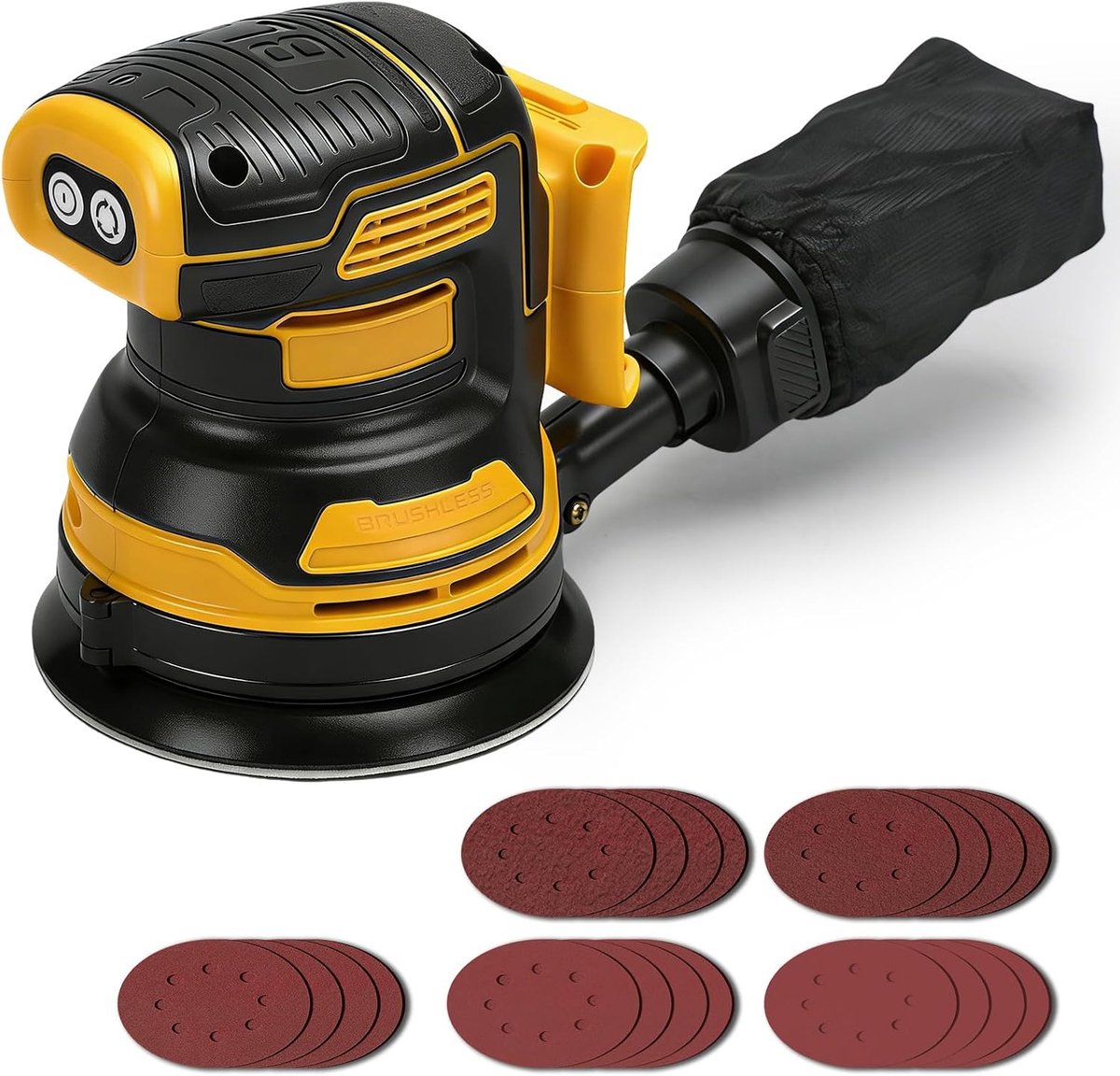 Battery Random Orbital Sander Compatible with Dewalt 20V Battery (without Battery), 125 mm Brushless Electric Hand - ShopVlot