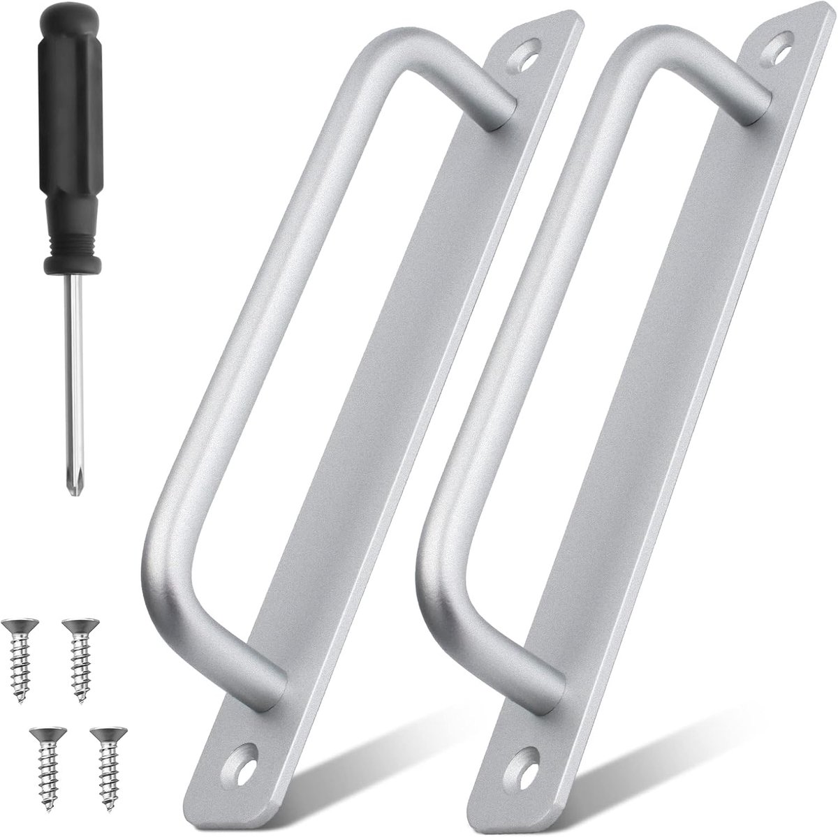 2 Pcs Sliding Door Handle Set, 18cm Barn Door Handles with Plate, Cabinet Door Handles Metal with Screw Screwdriver - ShopVlot