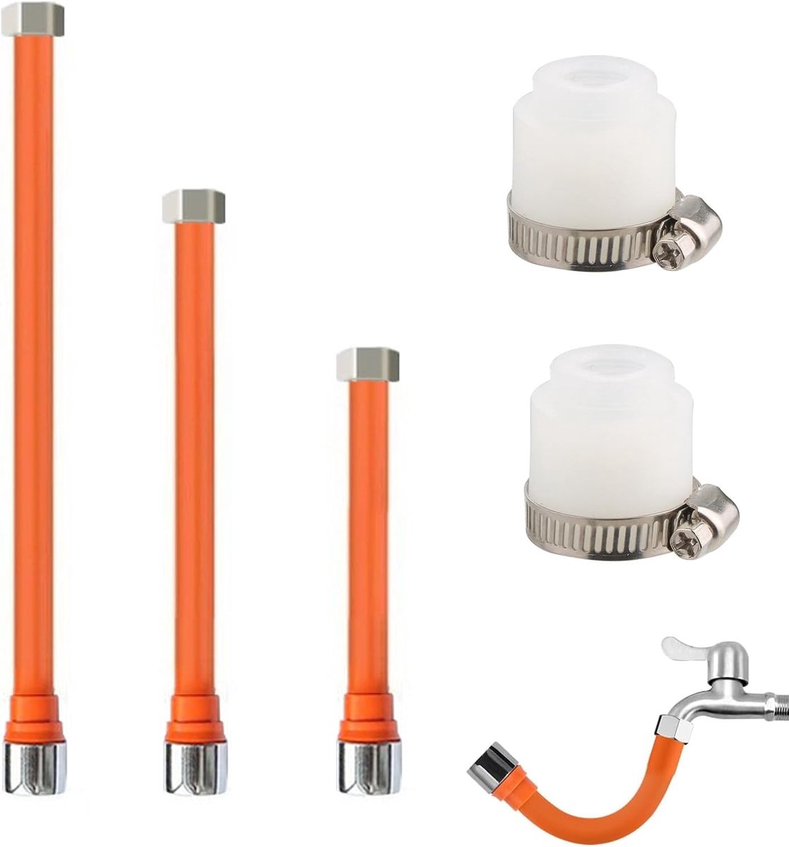 Kraanverlenging 3 stuks - 360° draaibare slang - 2 kraanadapters - ideaal voor keuken en badkamer - ShopVlot