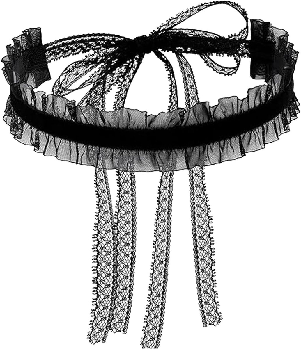 SnelShoppen - Viktoriaanse Gothic Lace Choker, Zwart Kraagje voor Dames, Bloemenpatroon Vintage Sieraad, Verstelbare Sluiting voor Feest en Casual Gel