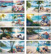 Nolad - Diamond painting kaarten - Set 8 stuks Inc Enveloppen - Diamond painting volwassenen & kinderen - Vakantie