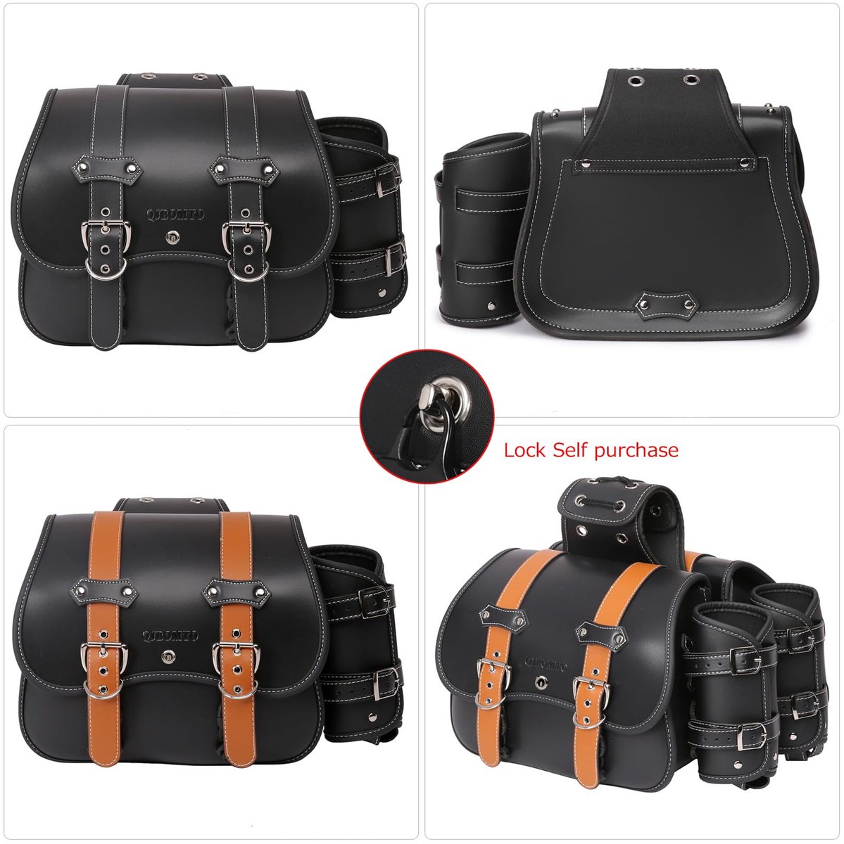 SnelShoppen - Hoge Dichtheid Lederen Motorfiets Zadeltassen met Bekerhouder - Universeel, Waterdicht, Zwart - Zijtassen voor Harley Sportster, Opbergt