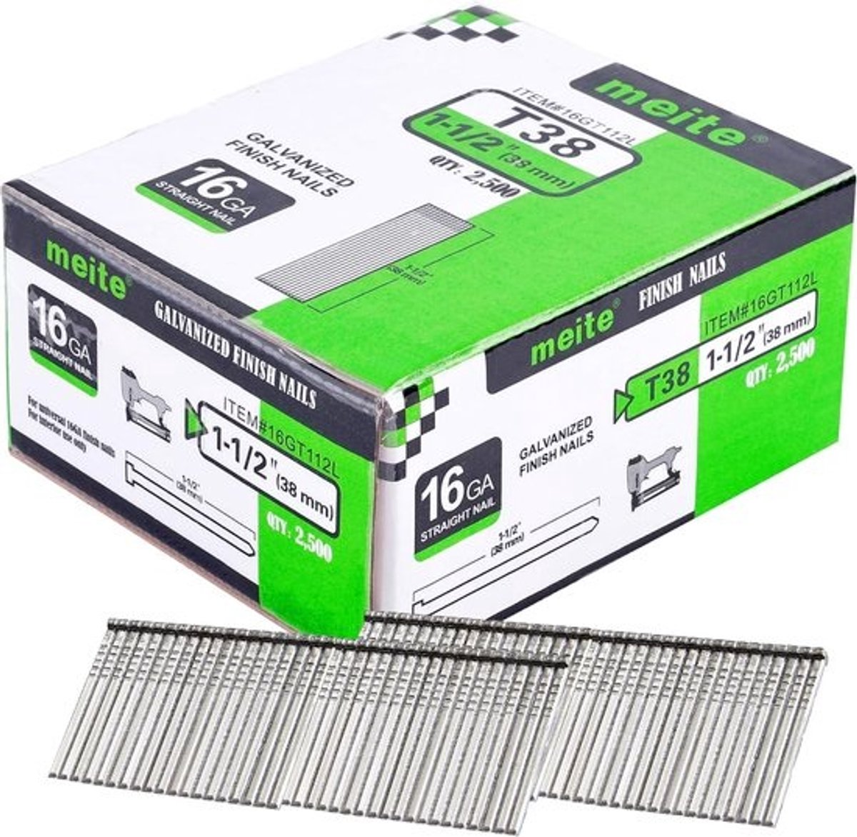 Afwerkspijkers - Bradnagels - Voor houtbewerking - Scherpe beitelpunten - 38 mm - Verzinkt